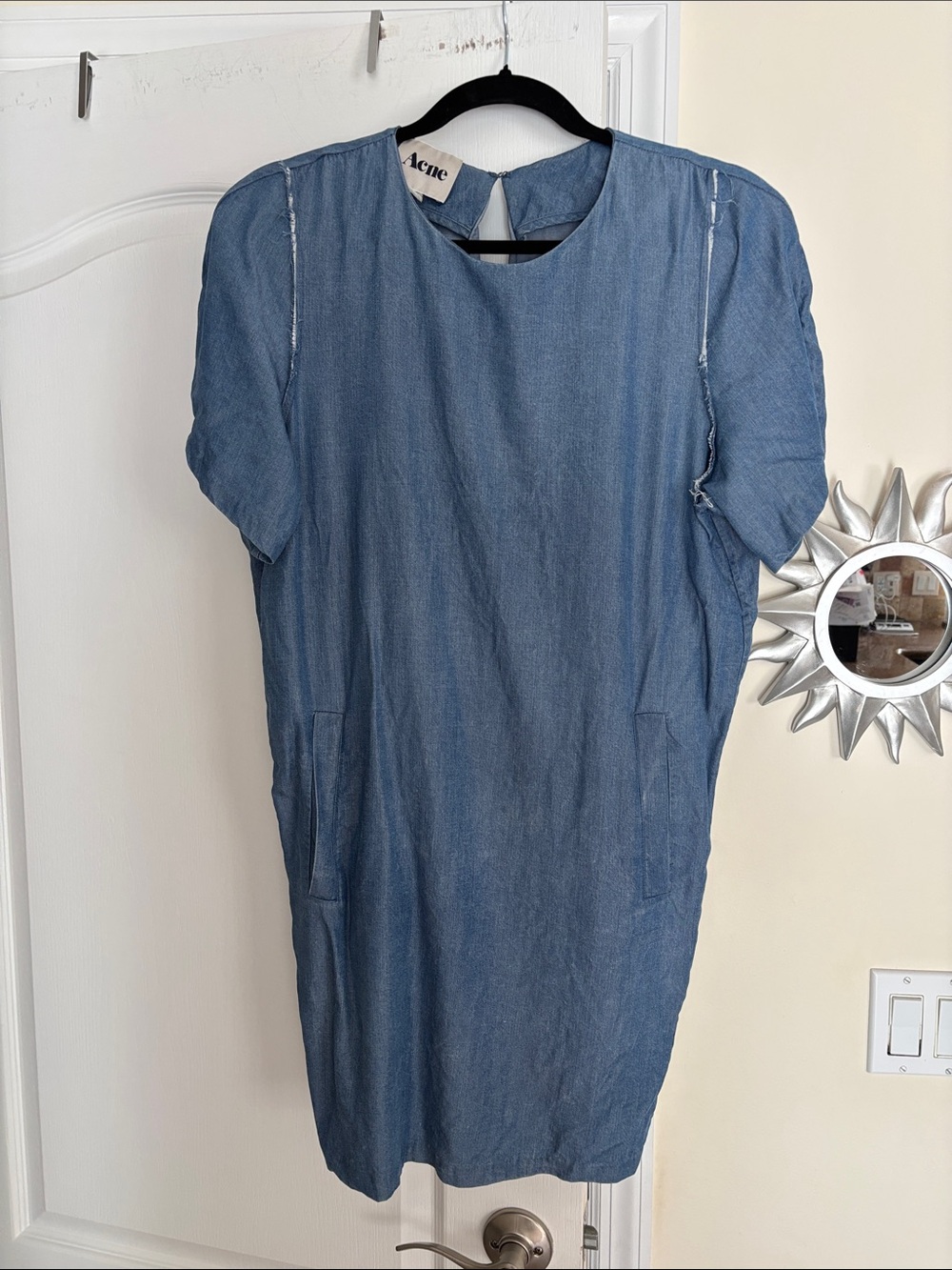 Acne Stdios Ladies Lightweight Blue Moreau Denim Shift Dress-XS-VINTAGE-2012